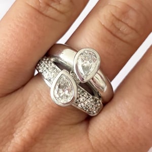 Diamonique Statement Sterling Silver Cubic Zirconia Bling Ring UK Size: Q