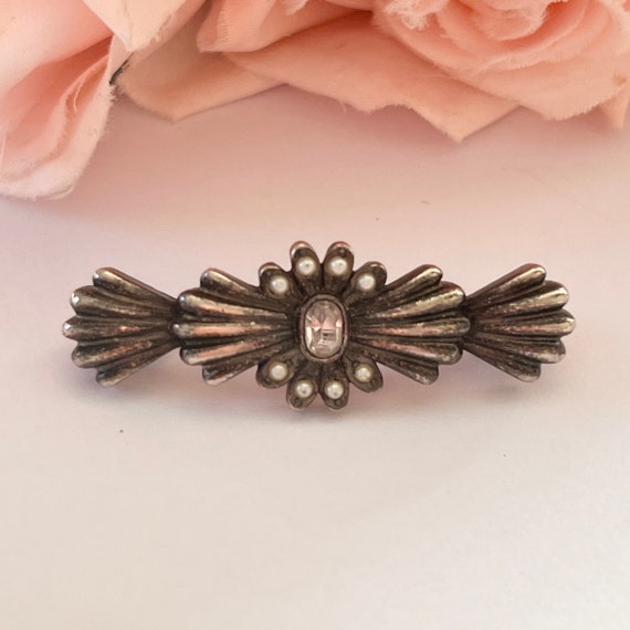 ヴィンテージ 1960 年代 スピンクス シルバー トーン ディアマンテ