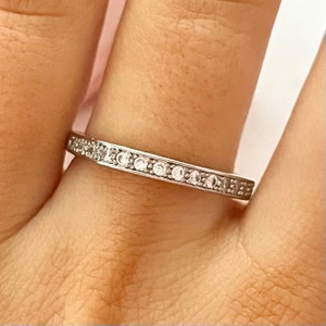 Statement Sterling Silver Cubic Zirconia Bling Ring UK Size: P 1/2