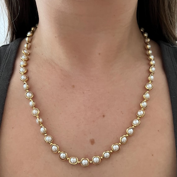 Collier Vintage En Perles Et Plaqué Or - Pièce Rare Et élégante, Style Rétro