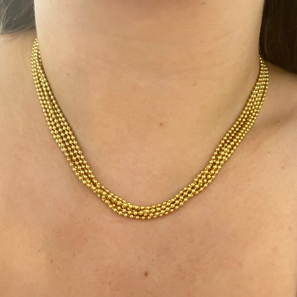 1980s Movitex Gold Plated Statement Multistrand Ball Chain Necklace