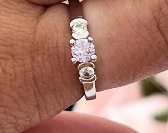 Statement Sterling Silver Lilac Cubic Zirconia Bling Ring UK Size: K 1/2