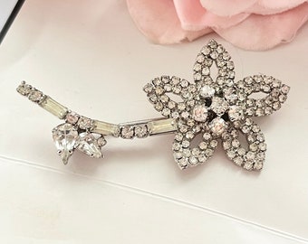 ANCIENNE GRANDE BROCHE ART NOUVEAU argent massif ROSE bijoux NANCY