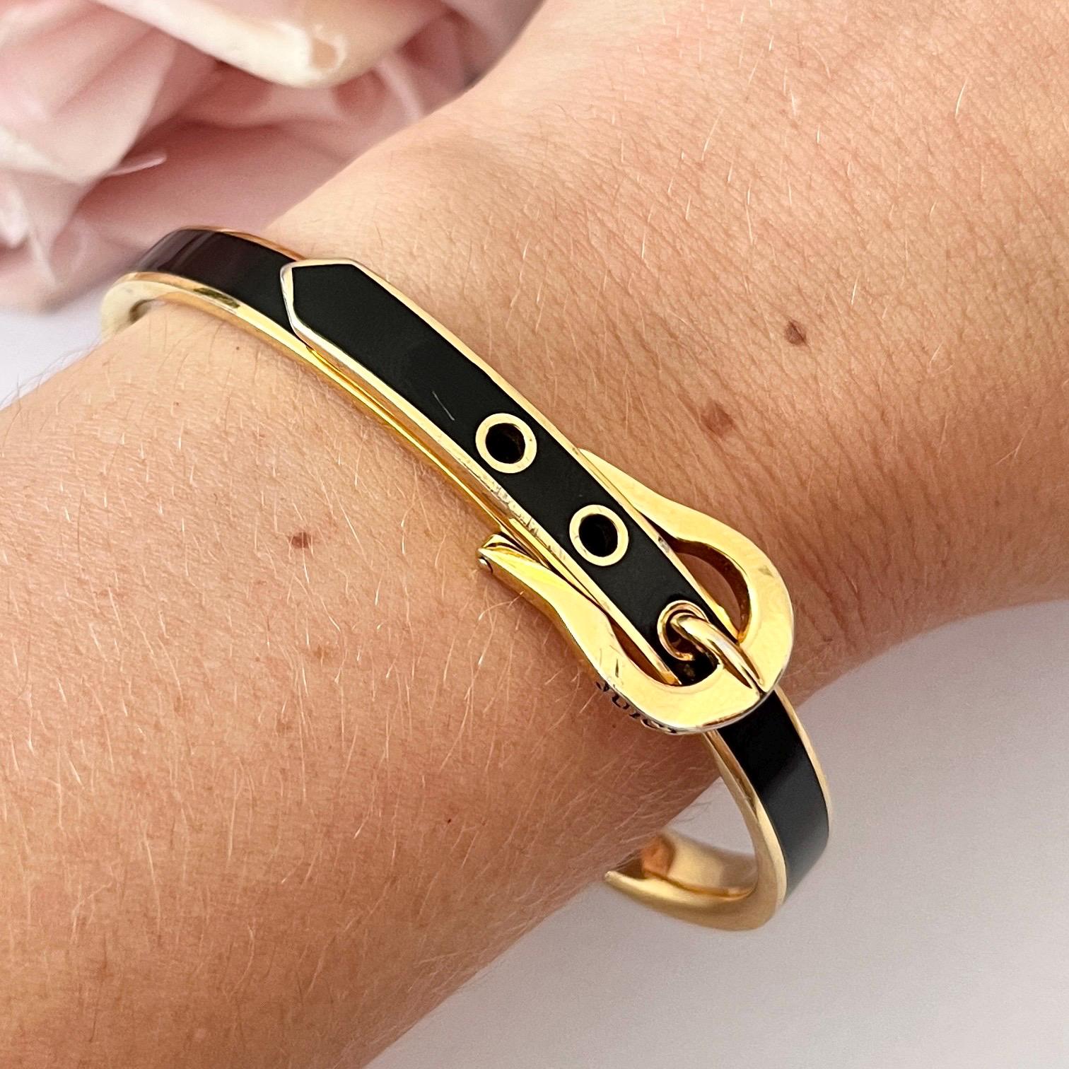 Juicy Couture Y2K 2000s Gold Plated Black Enamel Bangle  display picture 1