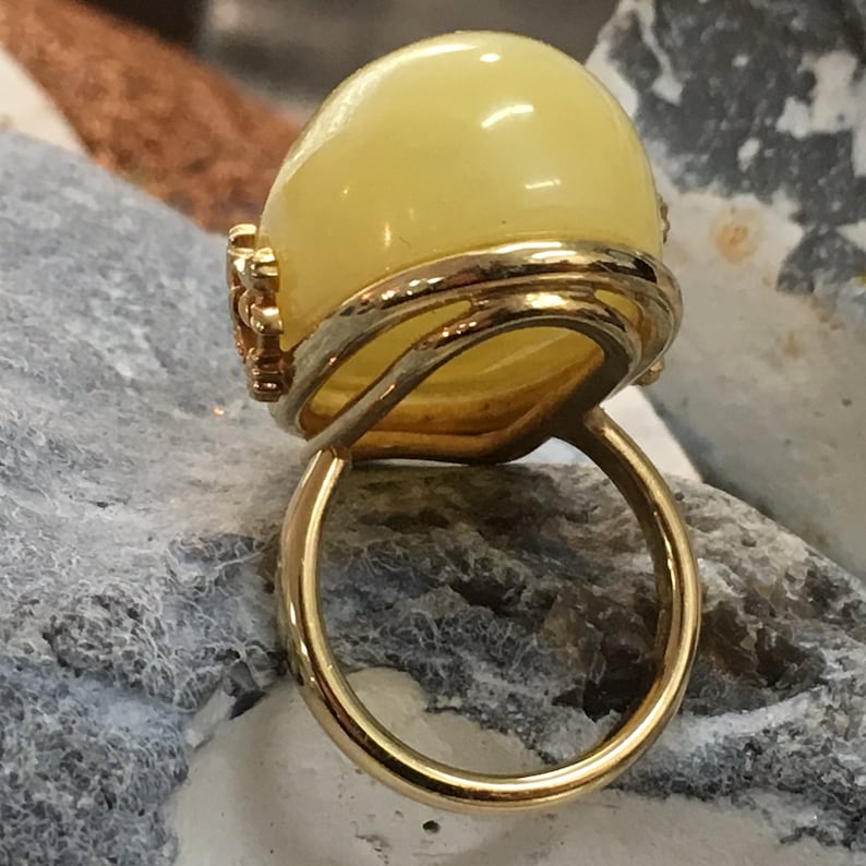 Handmade Amber Ring Catherine Gold plated Butterscotch 925 Sterling Silver