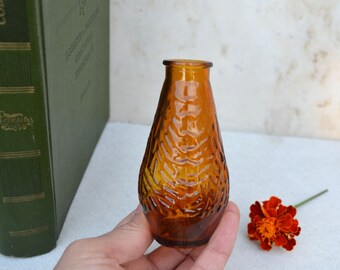 Small brown vase, Vintage mini glass vase