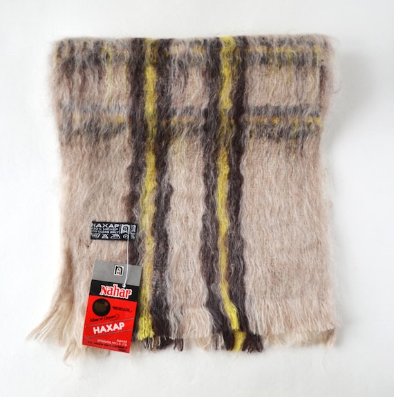 Beige mohair scarf Vintage Indian mohair scarf 198