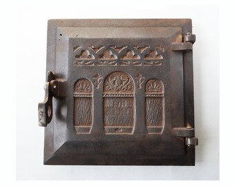 Porte De Four En Fonte Noire Mat / Bois - Pour Cheminée - Neuf Dans Son Emballage