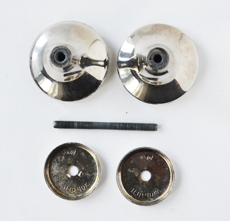 Vintage Metal Door Knobs, Interior Door Handles, Mid Century Hardware, Soviet 1970s, Retro Home Renovation, Industrial Decor image 7