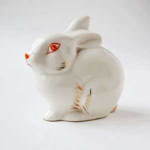 White rabbit figurine, Easter bunny decor, Porcelain bunny figurine