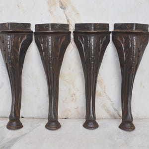 Set of 4  Vintage cast iron legs, Decoration hardware for restoration