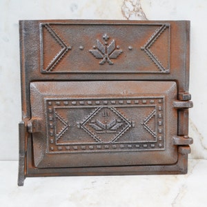 Vintage cast iron wood fired oven door, Furnace door, rustic oven door
