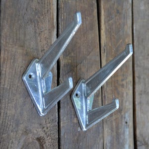 Set of 2 wall hooks, Vintage double coat hooks