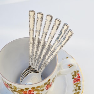 Coffee spoon set, Vintage flatware floral, Small spoons from Ukraine