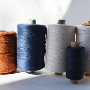 Vintage wooden spools various sizes with thread, Sewing room decor craft supply