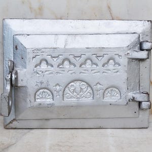 Vintage cast iron wood fired oven door, Fireplace door