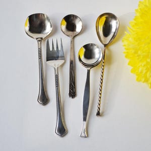 Mismatched set tea spoons, Vintage flatware set, Tea accessories