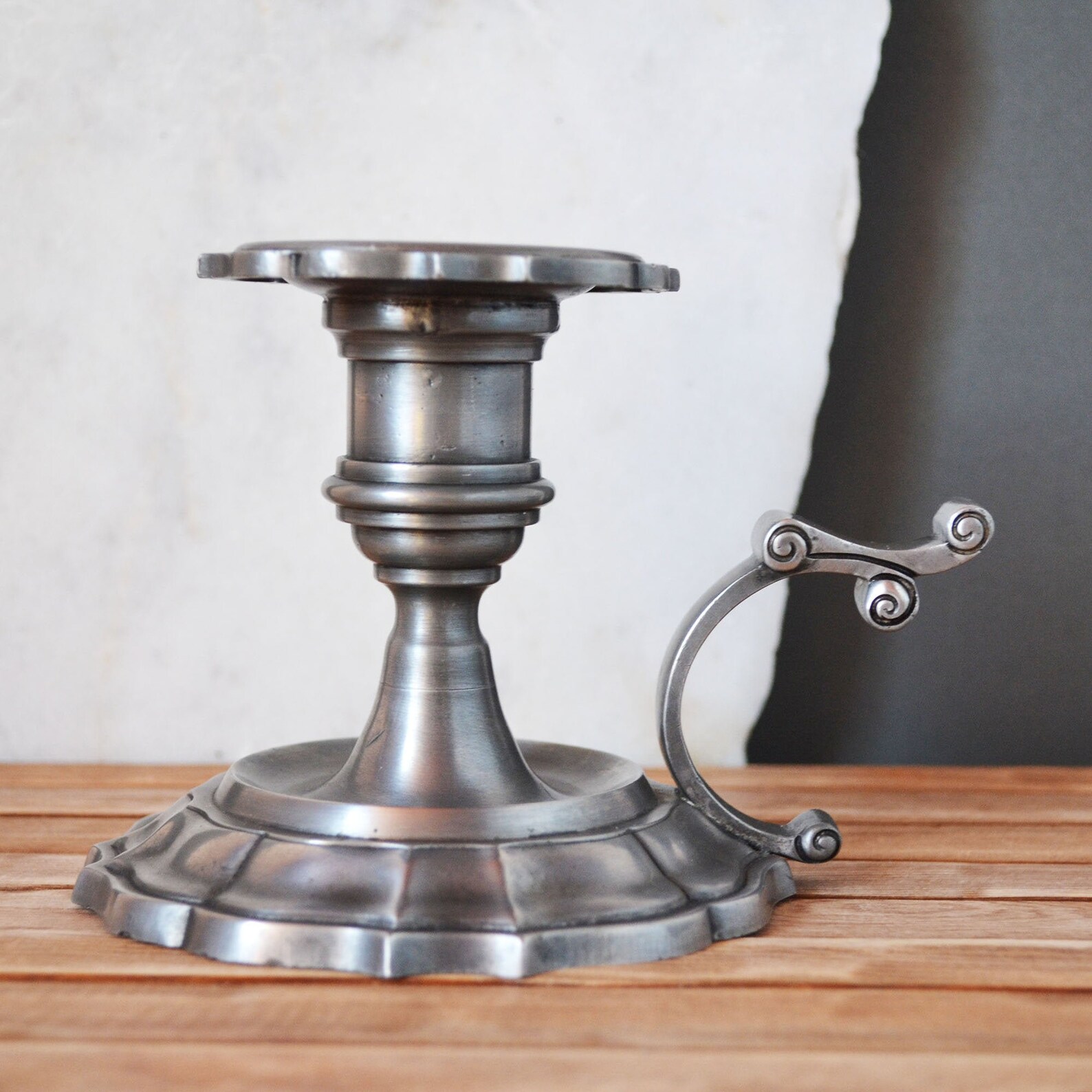 Vintage pewter candlestick with handle Germany Etsy