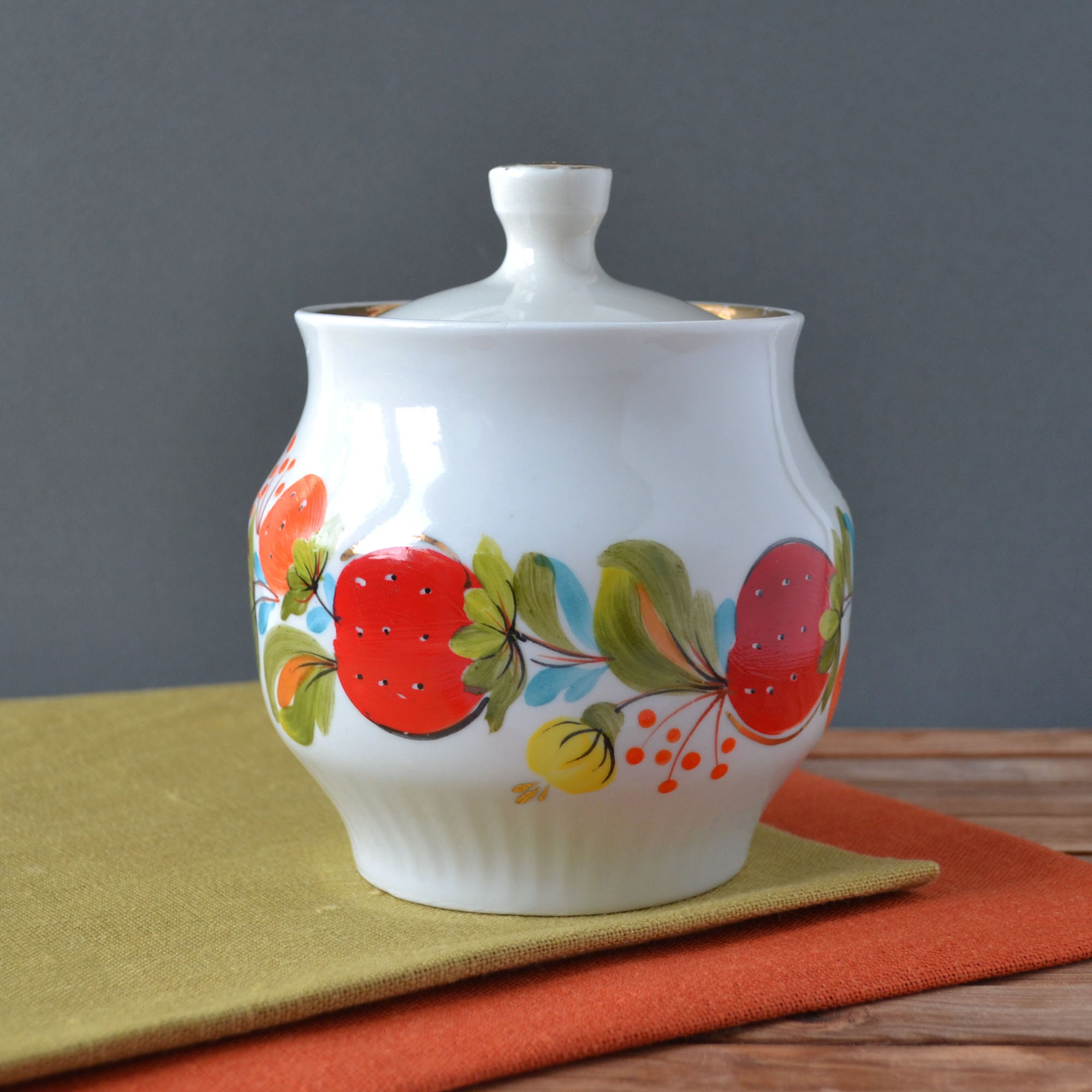 Vintage sugar bowl with lid Strawberry Tea Accessories Etsy