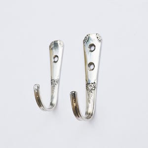 Vintage Hooks, Set of 2, Silver Plated, Spoon Wall Hook, Decorative hook