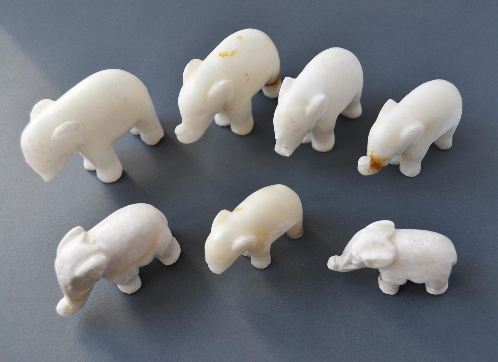修復、大理石の象の置物、7個セット - Etsy 日本