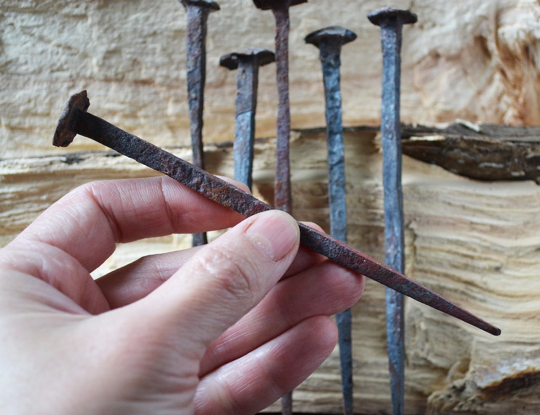 Large Iron Nail Hand Antique Hand Nail Wrought Etsy