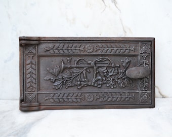 Antique cast iron stove door, Wood fired oven door