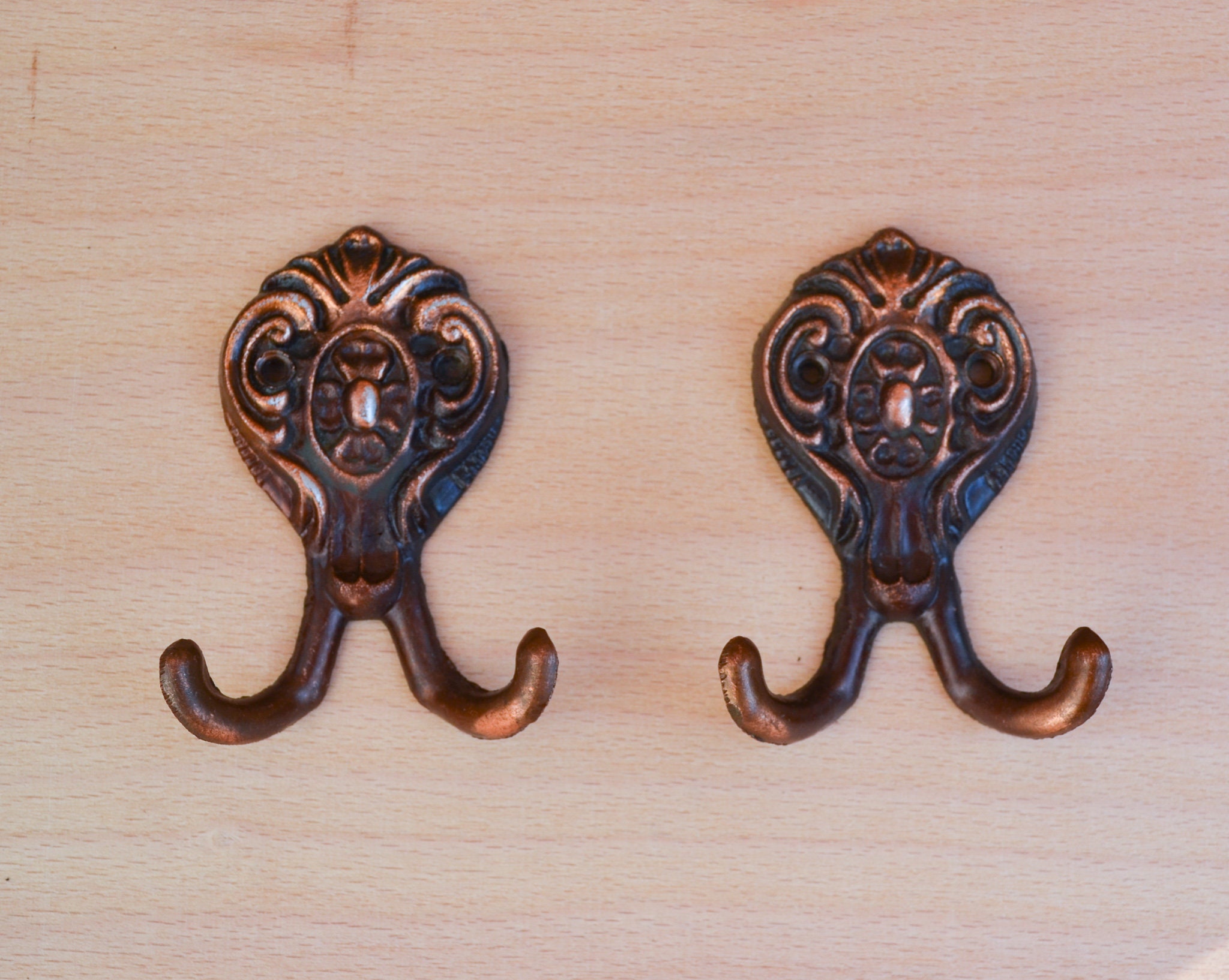 Pair wall hooks Vintage decorative hooks Coat hooks Etsy