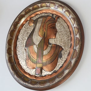 Wall hanging copper plate Woman Pharaoh, Vintage