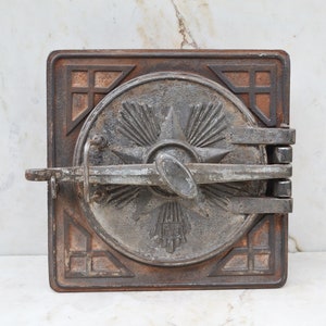 Vintage cast iron stove door, Wood fired oven door, Fireplace door, Shutter oven door