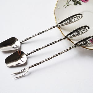 Tea spoons and lemon fork, Small spoons, Vintage tea accessories