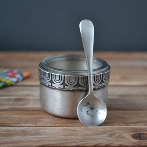 Vintage salt cellar with spoon
