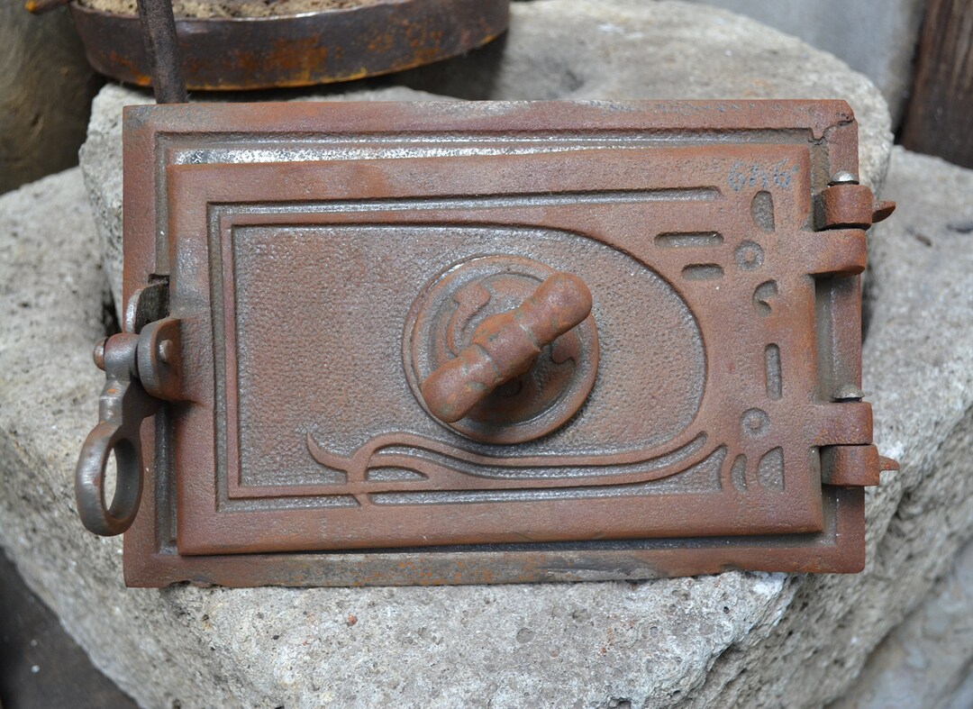New Oven Door Vintage Cast Iron Wood Fired Oven Door Furnace Etsy