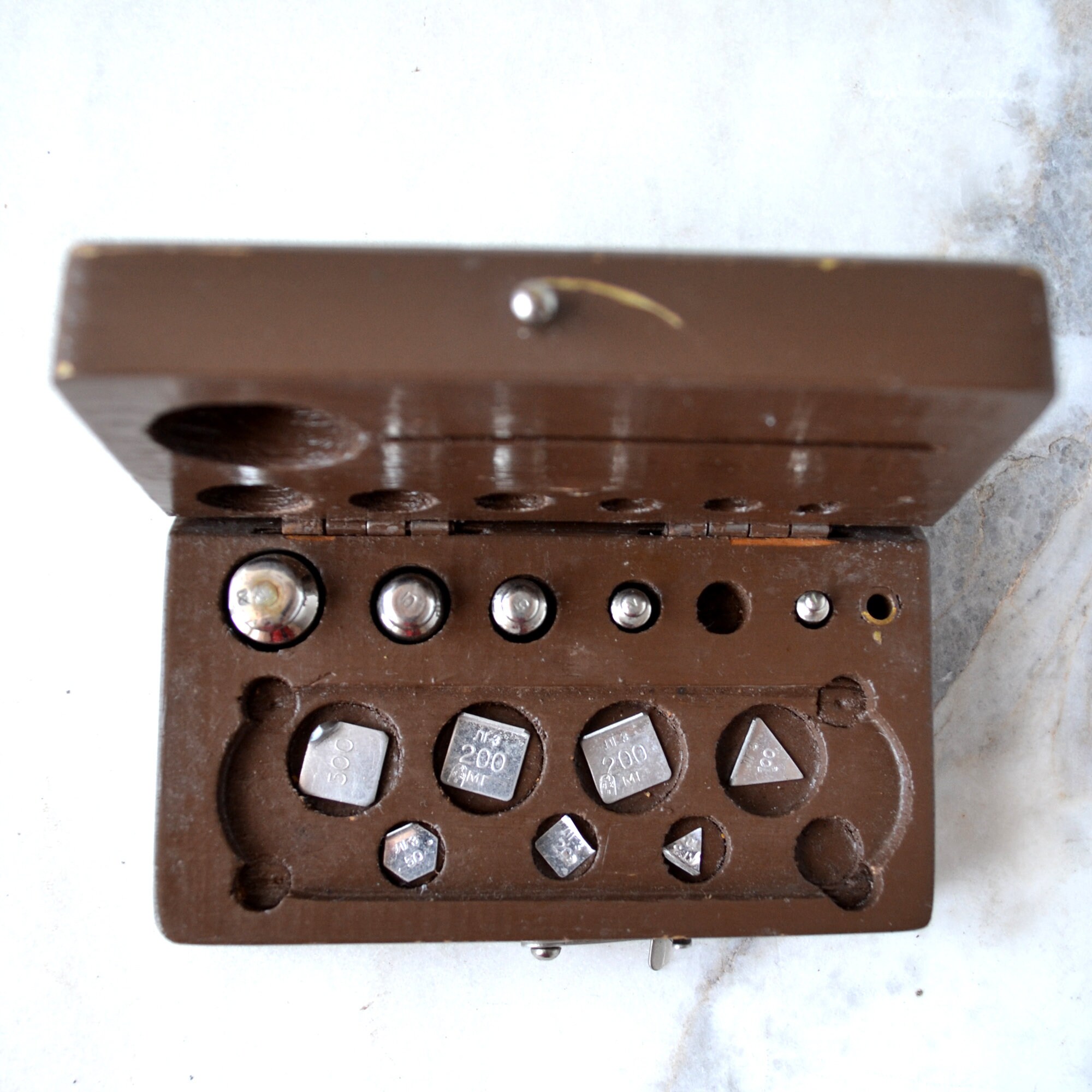 Vintage set of small weights for weighing in wooden box Etsy