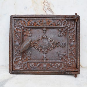 Antique fireplace door, Cast iron wood fired oven door