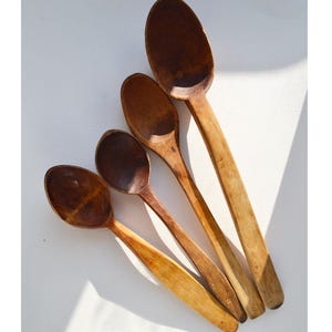 Vintage Holz Löffel 4er Set, Primitive Dekor, Wabi Sabi Dekor