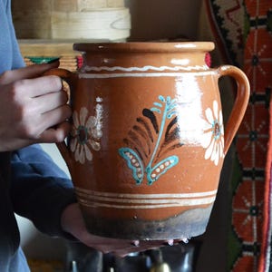 Vintage grote aarden pot, rustieke vaas Wabi Sabi, decor West-Oekraïne