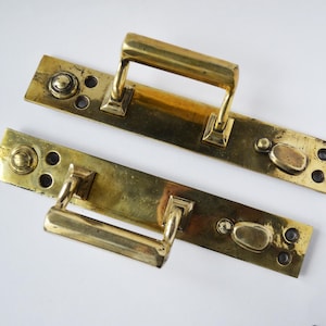 Antique Brass Door Handles Set of 2, 1880s