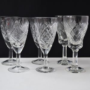 Crystal wine glasses, Vintage set of crystal goblets from Ukraine