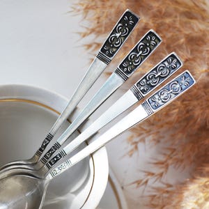 Tea spoon flatware set, Vintage small spoons, Tea accessories