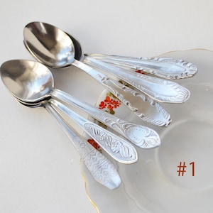 Cucharas de té de acero inoxidable desiguales, juego vintage, accesorios de té