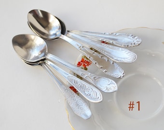 Cucharas de té de acero inoxidable desiguales, juego vintage, accesorios de té