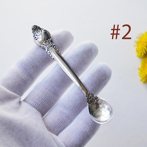 Vintage silver plated small spice spoon