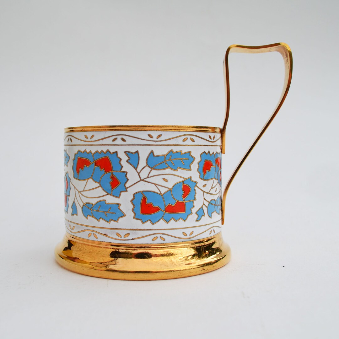 Vintage Glass Holder, Enameled Podstakannik, Tea Accessories Etsy