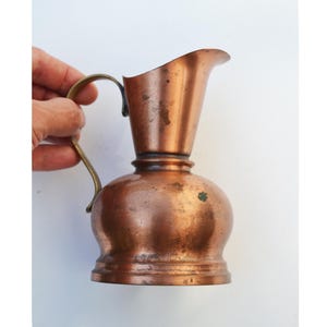 Vintage copper jug, Handmade pitcher