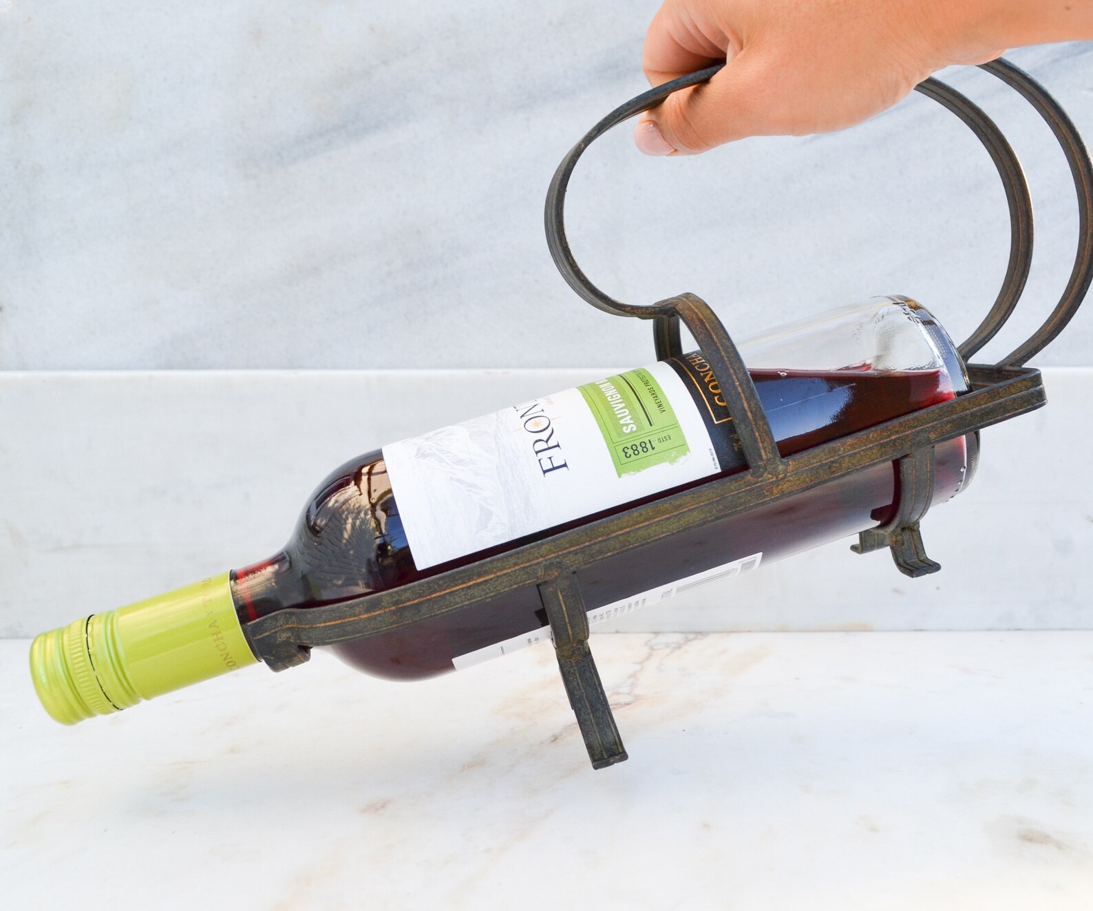 Vintage wine bottle holder metal Etsy