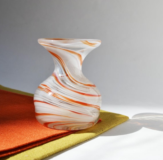 ムラーノスタイルのガラス花瓶、ヴィンテージの小さな黄色の花瓶