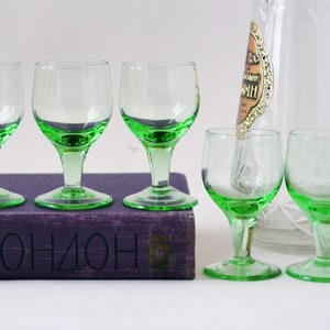 Liquor glasses set, Vintage vodka glass set of 5