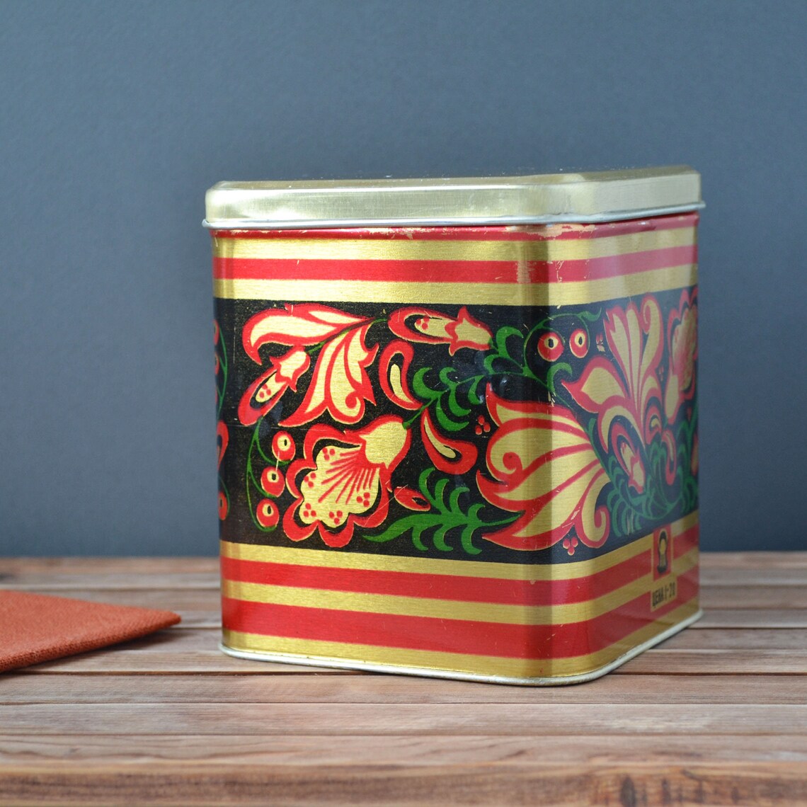 Soviet metal tin box with lid Food storage vintage tin boxes Etsy