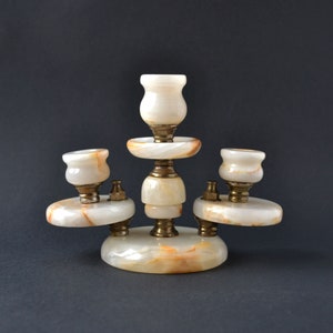 Vintage marble candle holder, Brass candlestick holder